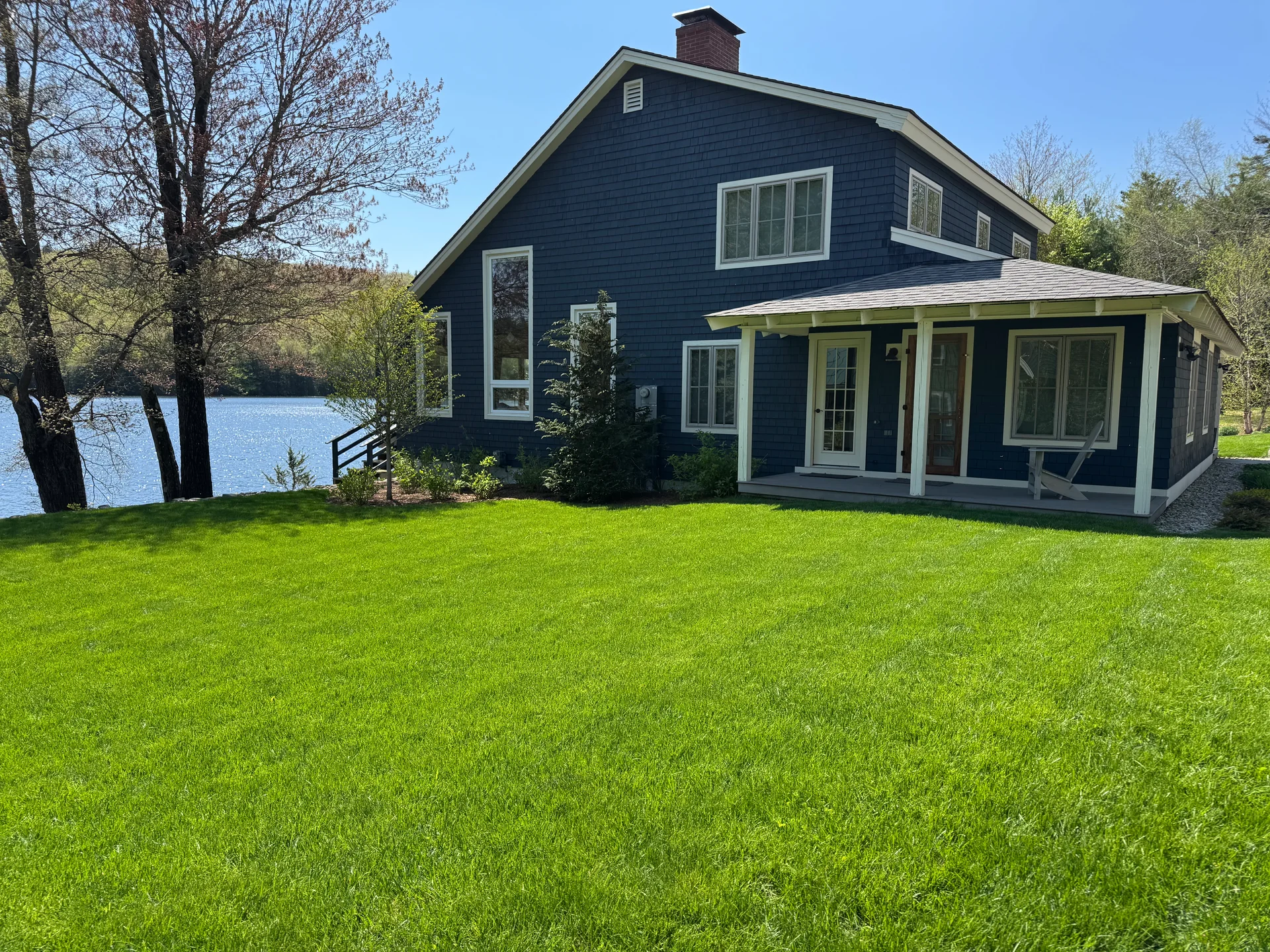 Beautiful organic lawn with natural landscaping
